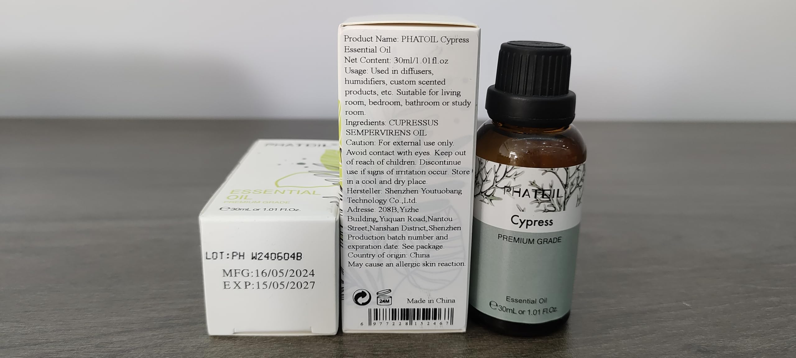 PHATOIL Cypress oil with built-in dropper allows precise application.