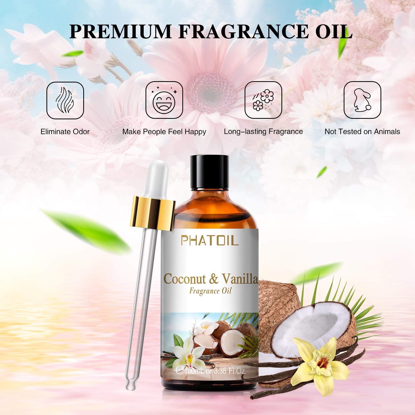 PHATOIL coconut-vanilla fragrance for DIY candle making and long-lasting scent.