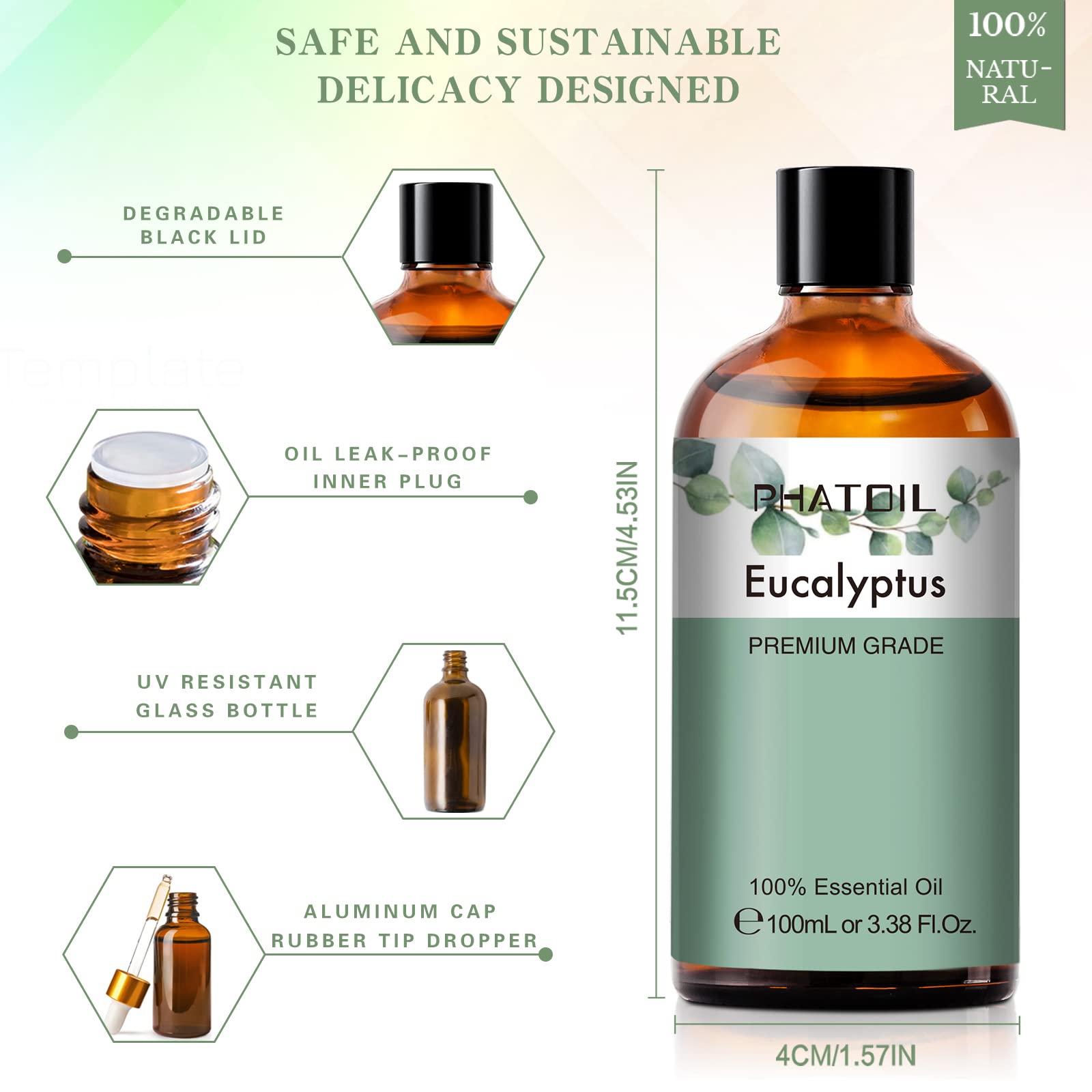 PHATOIL eucalyptus oil in amber bottle preserves fragrance