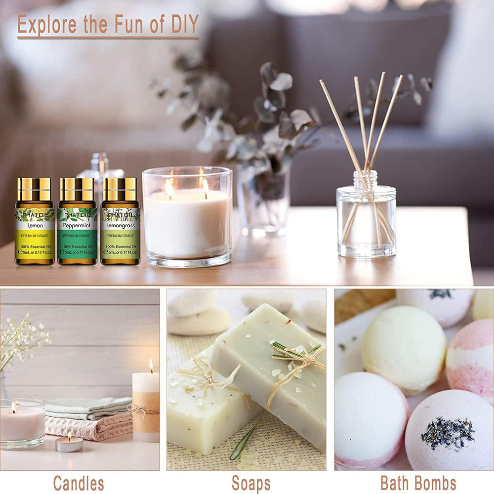 PHATOIL eucalyptus oil bottle closeup ideal for refreshing spaces.