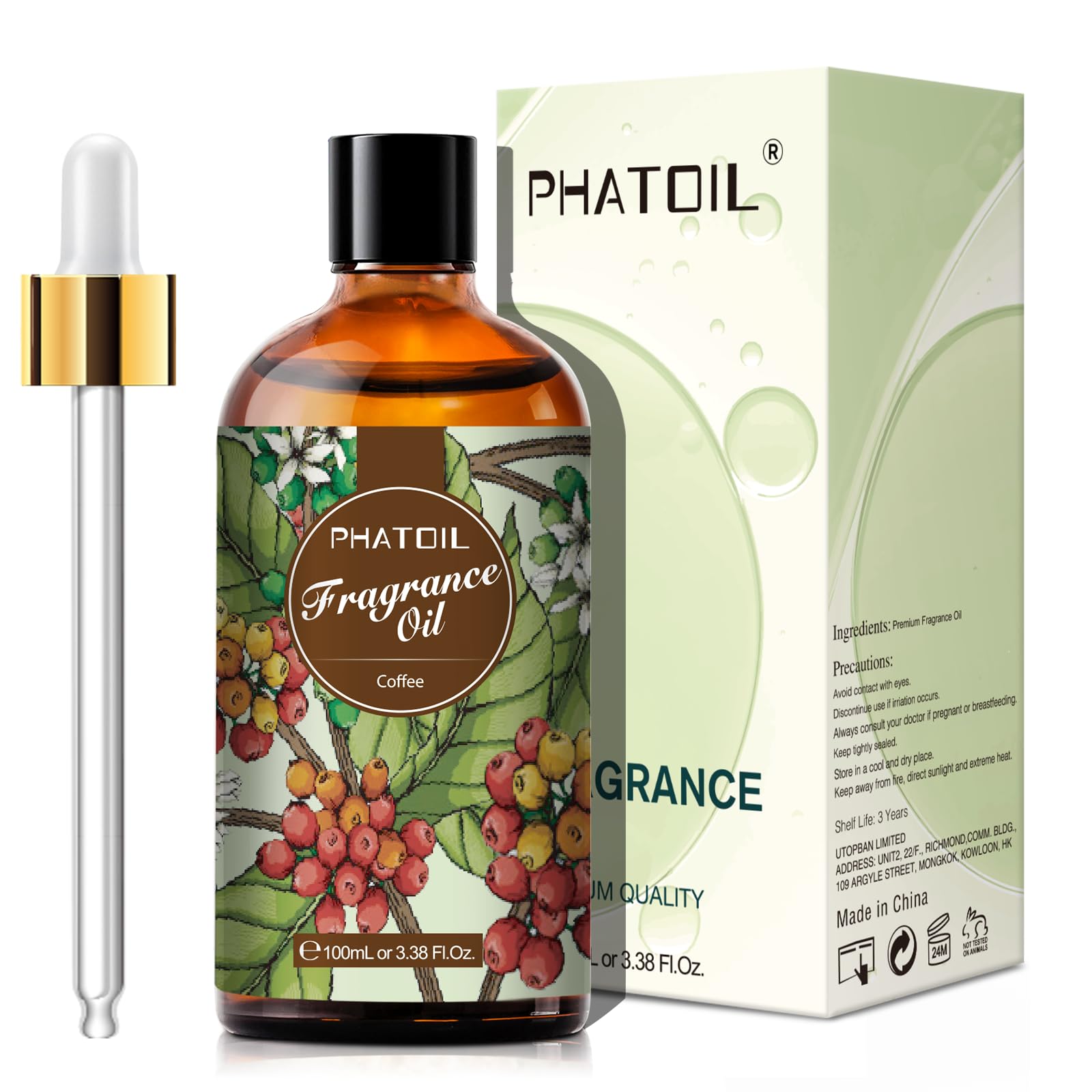 PHATOIL fragrance oil dropper enabling precise aroma blending for diffusers and candles.