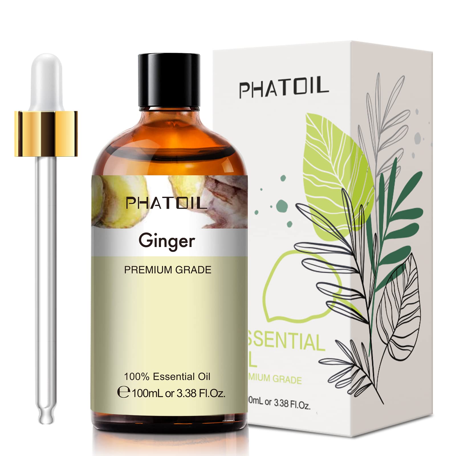 PHATOIL Ginger 100ml bottle with dropper for easy, measured scenting in diffusers