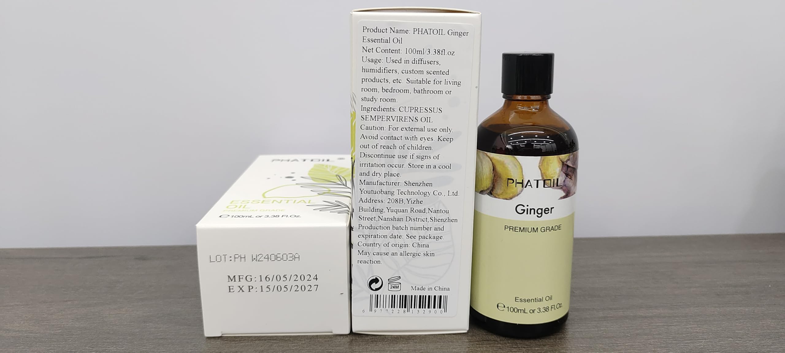 PHATOIL Ginger gift box packaging for a thoughtful aromatherapy gift