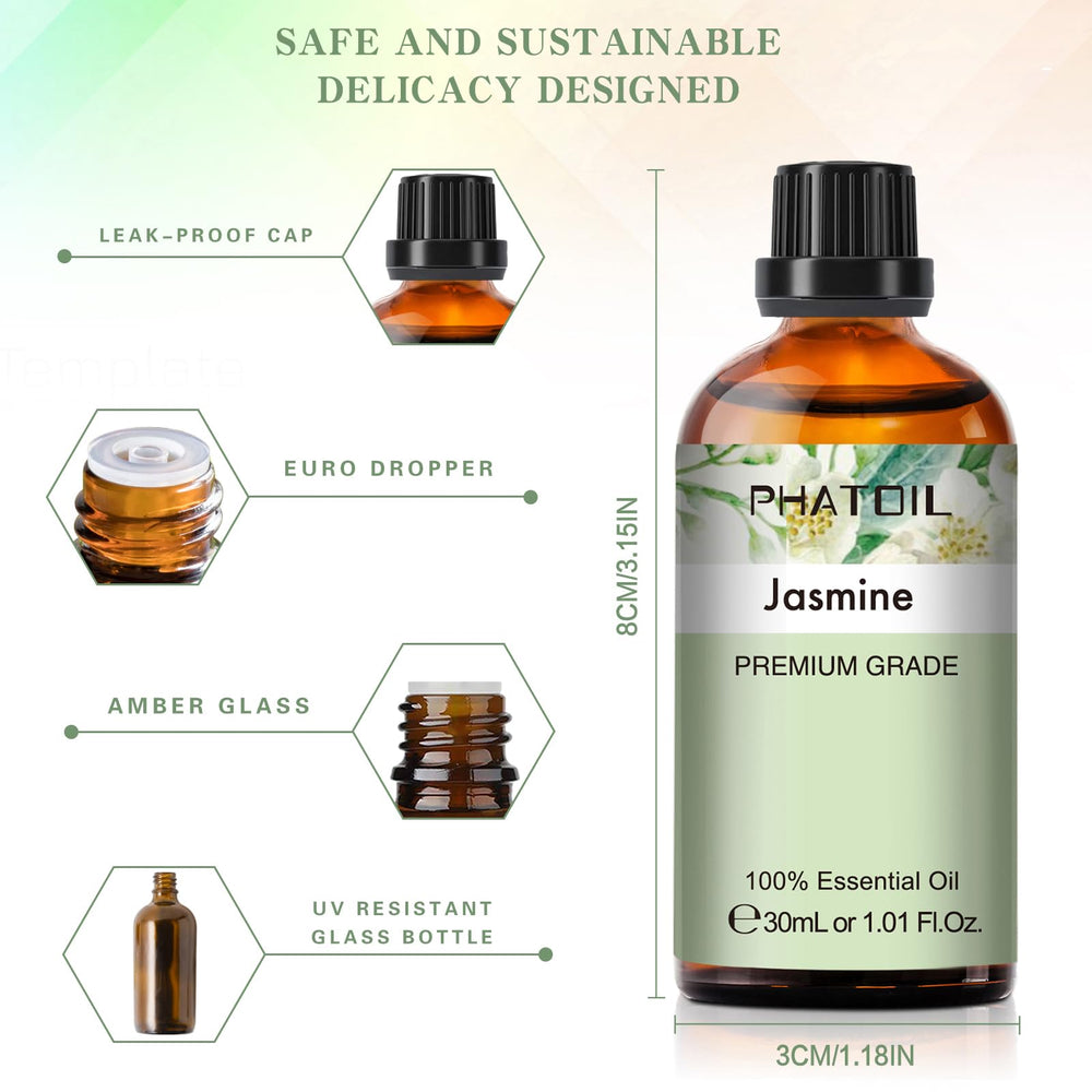 PHATOIL Jasmine bottle cap and label highlighting premium packaging