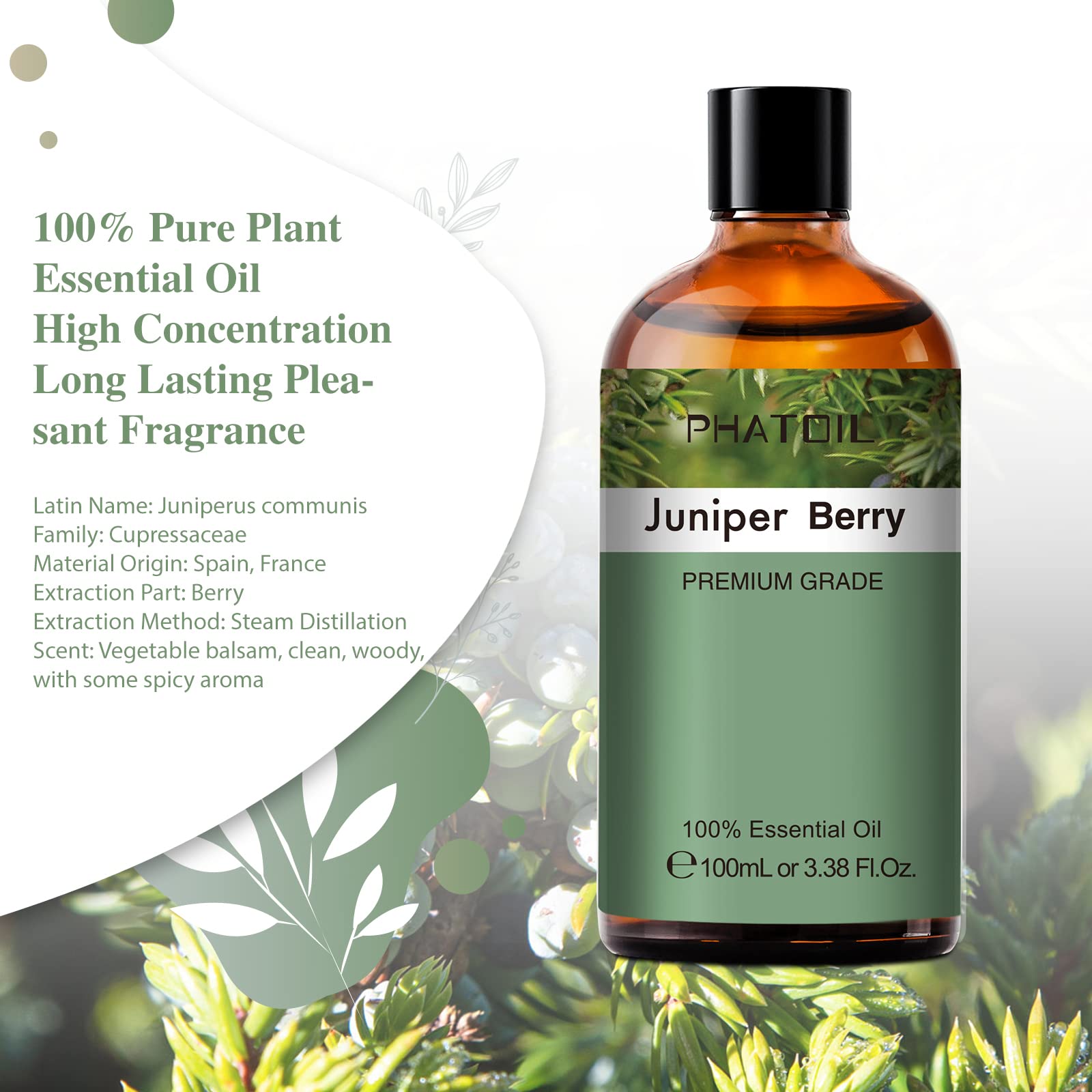 PHATOIL Juniper Berry diffuser-ready oil for refreshing room ambiance.