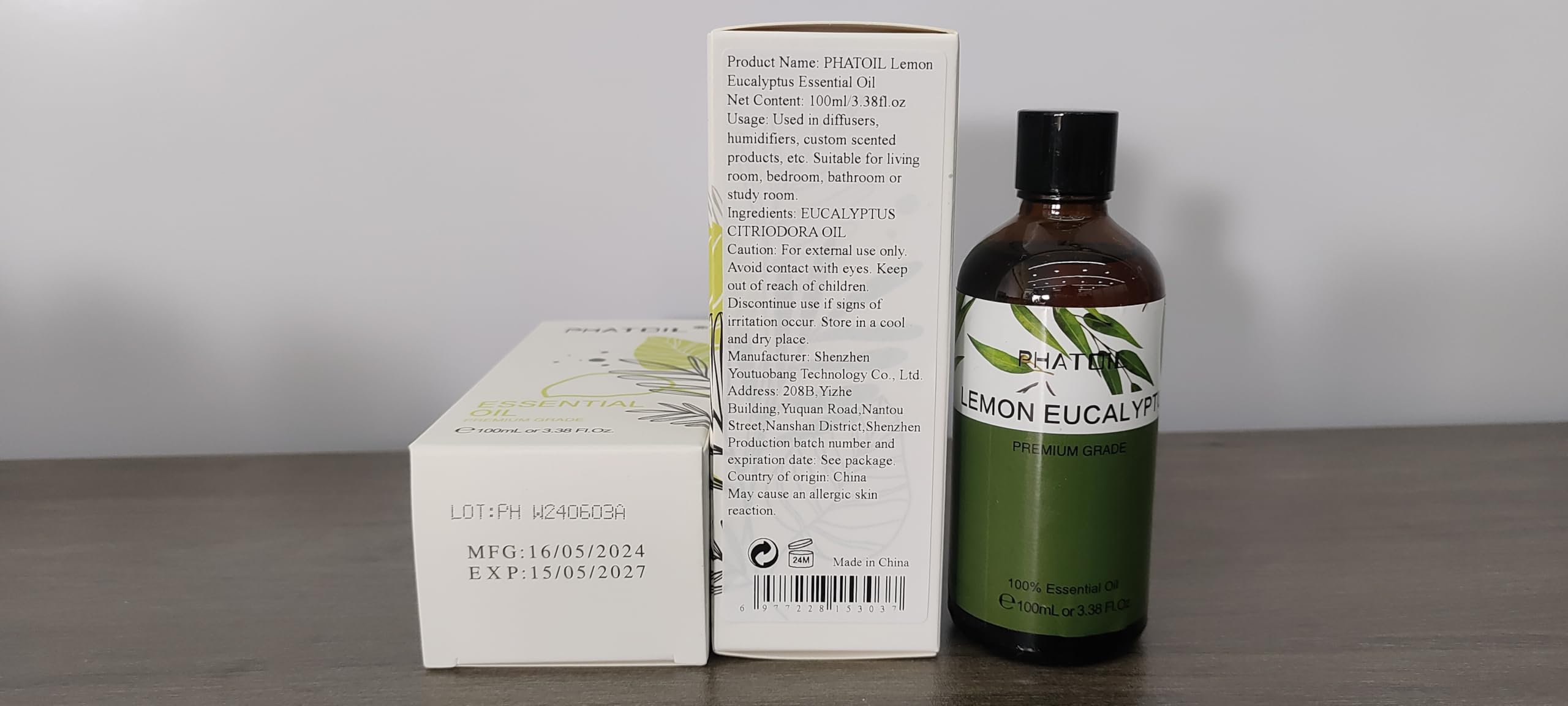 PHATOIL essential oil bottle designed for easy storage and access.