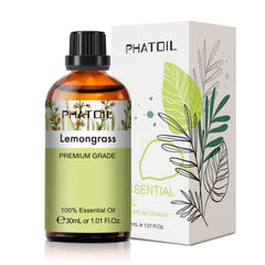 PHATOIL Lemongrass essential oil bottle with dropper for precise use.