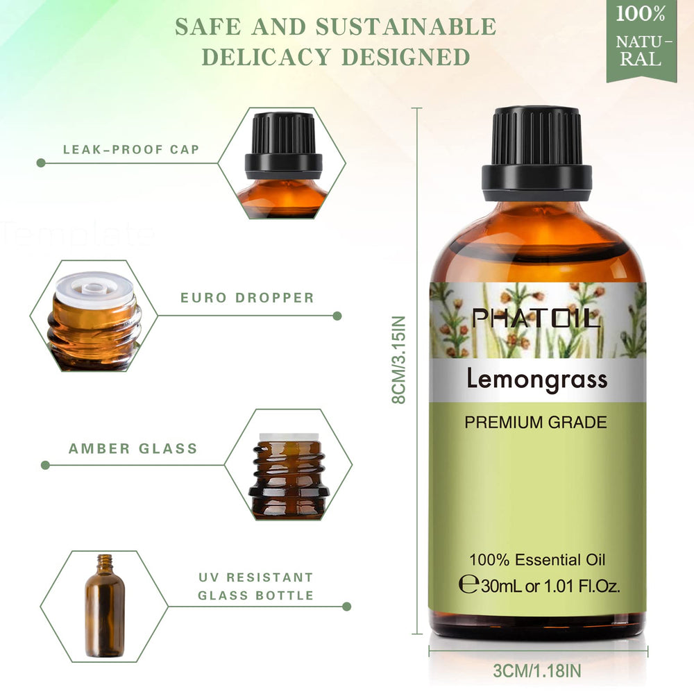 PHATOIL Lemongrass oil enhances homemade cleaners with a citrus note.