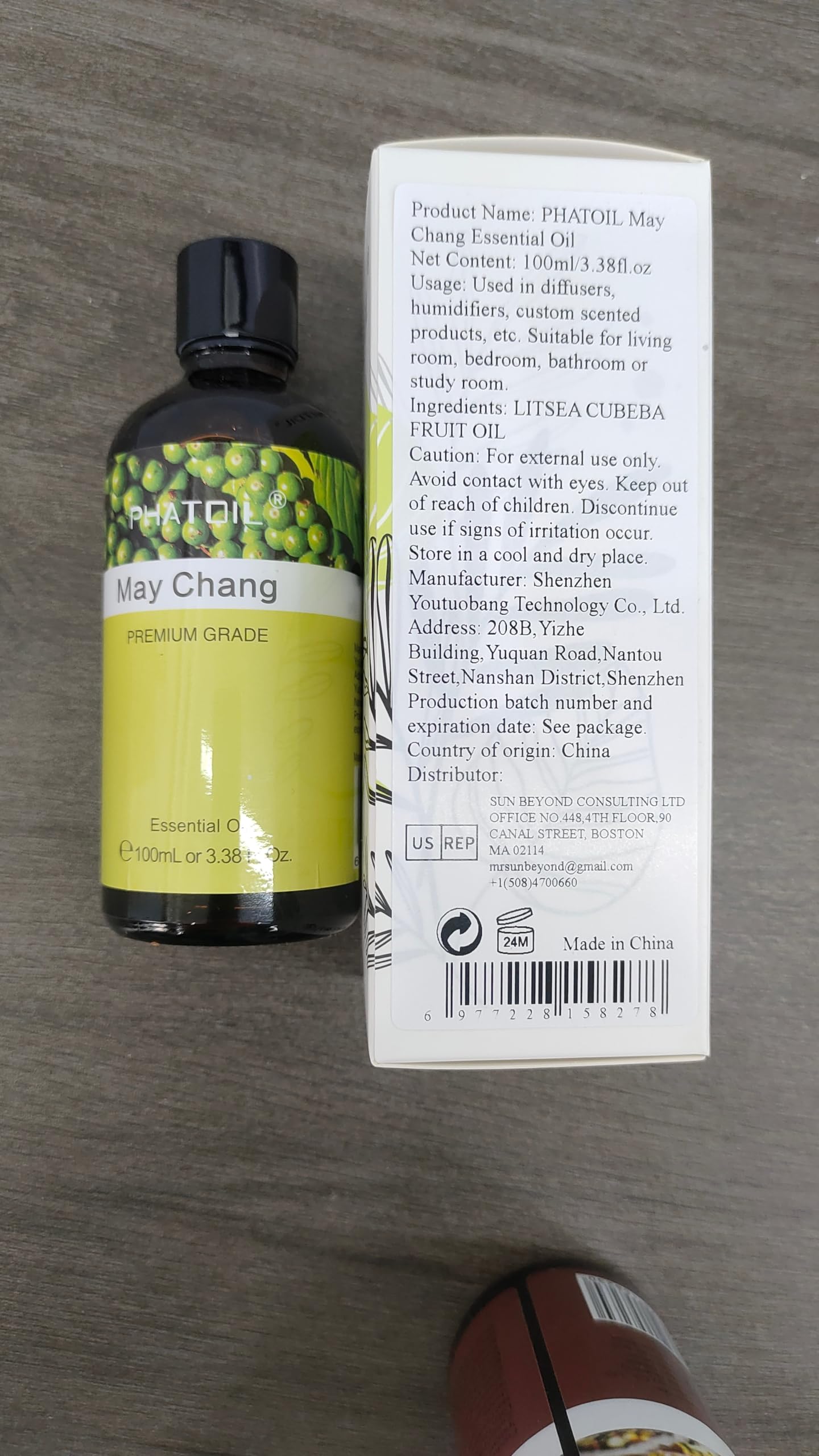 PHATOIL May Chang essential oil for aromatherapy routines.