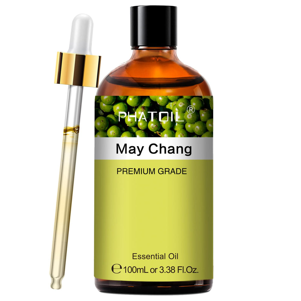 PHATOIL May Chang essential oil bottle with dropper for easy application and aromatherapy.
