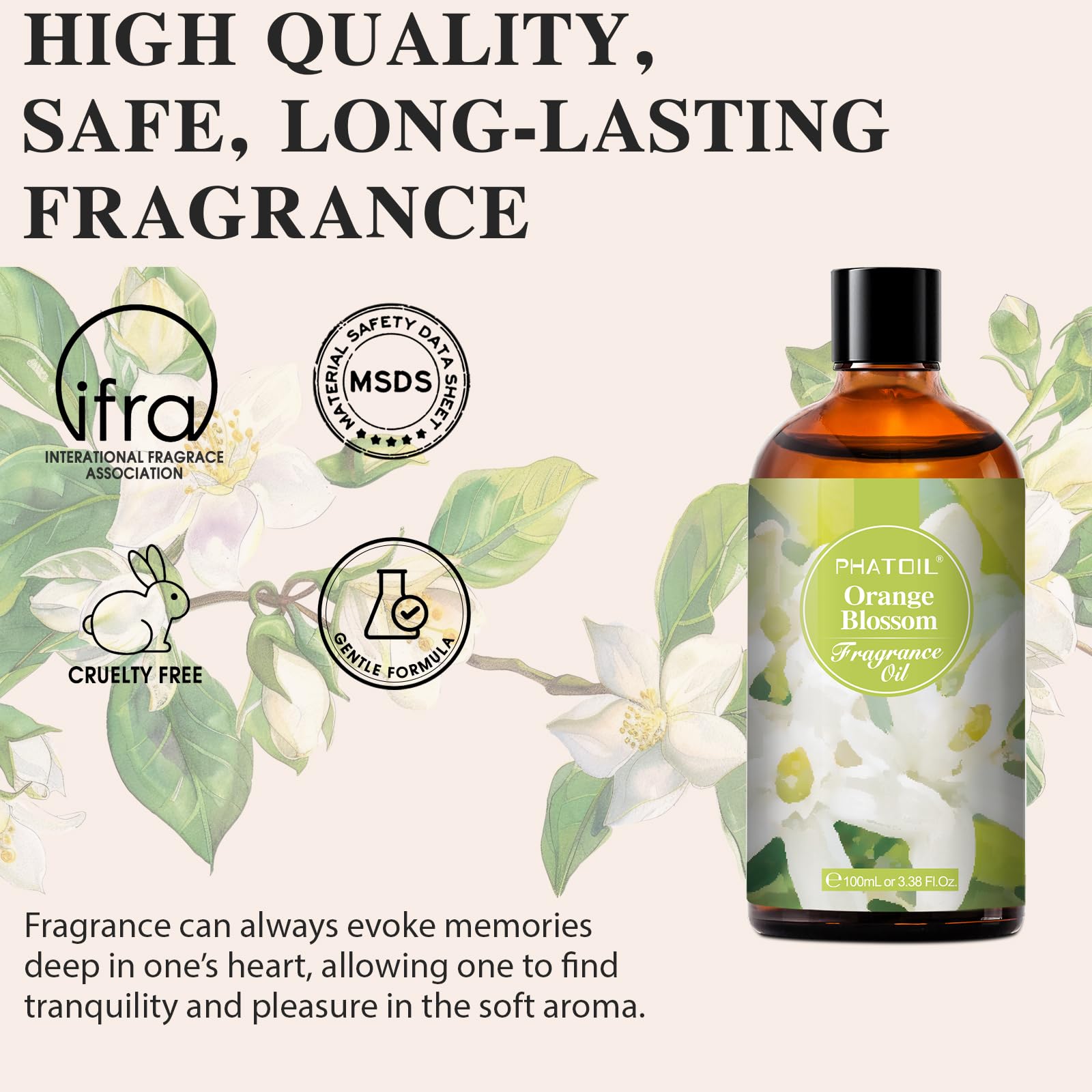 PHATOIL Orange Blossom fragrance oil with glass dropper for precise use