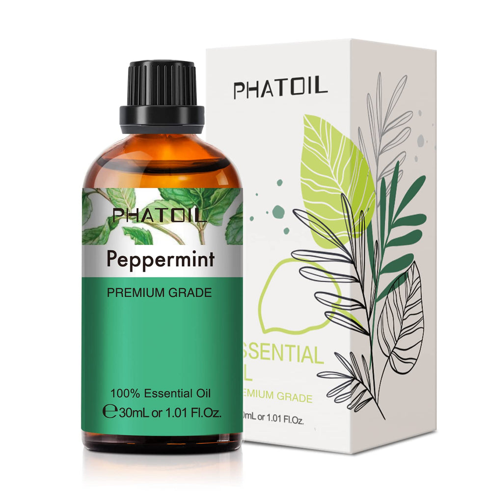 PHATOIL Peppermint Essential Oil bottle with built-in dropper for precise application and diffusion.