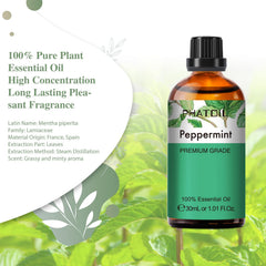 PHATOIL Peppermint Essential Oil dropper in use for controlled diffusion and dosing.