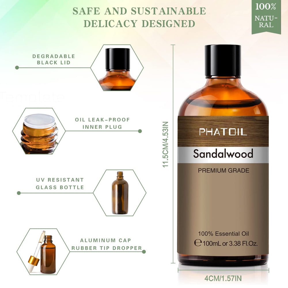 PHATOIL Sandalwood candle-making visuals showcase craft-friendly aroma.
