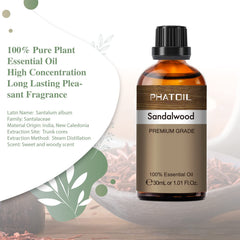 PHATOIL Sandalwood in diffuser with steam showing calming aroma.
