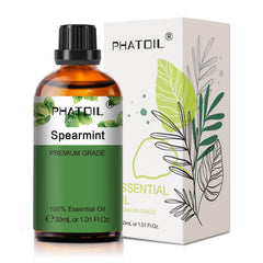 PHATOIL Spearmint essential oil bottle with dropper for easy diffuser use.