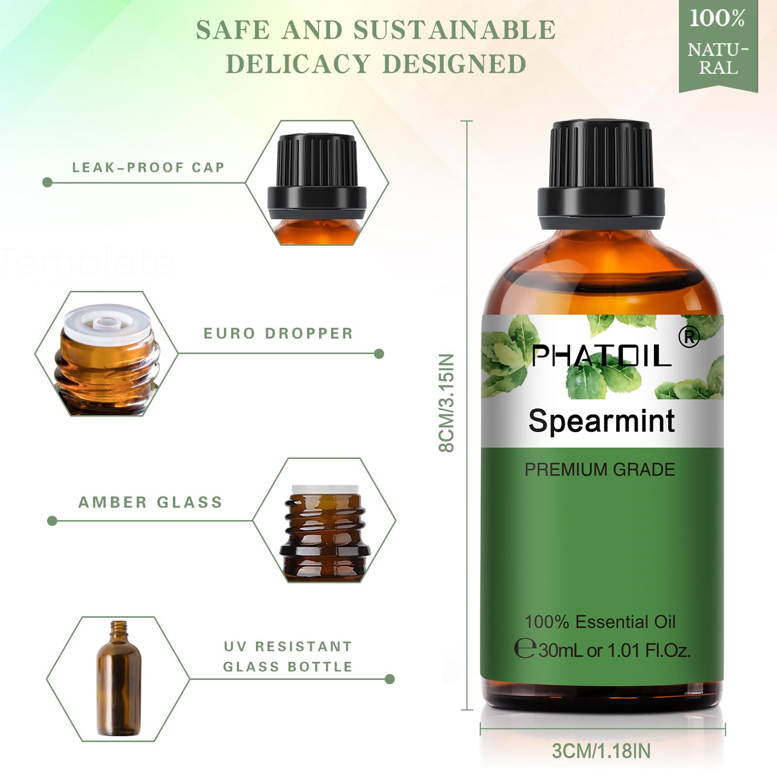 PHATOIL Spearmint bottle shown next to gift box for thoughtful aromatherapy gifts.