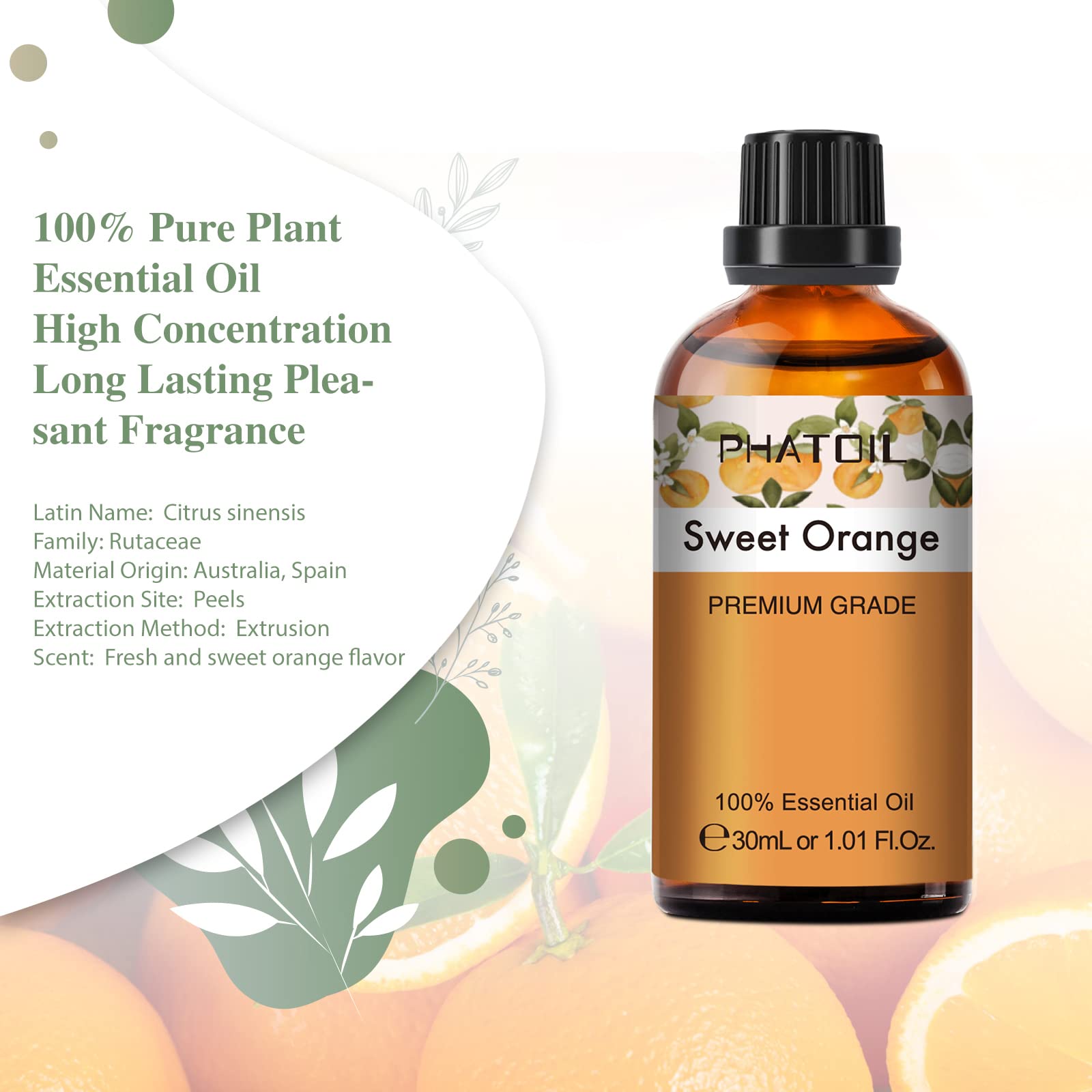 PHATOIL Amber bottle preserves fragrance and quality over time.