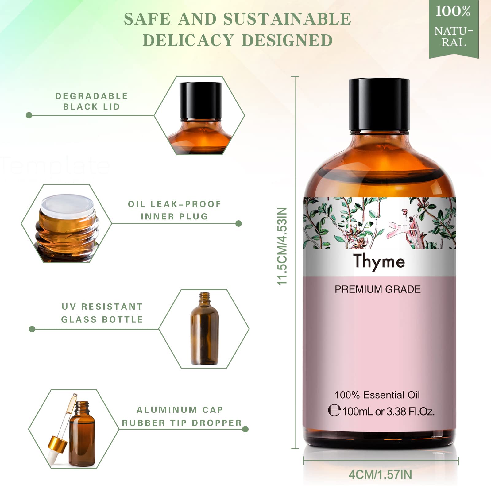 PHATOIL Thyme bottle with built-in dropper for precise pouring.