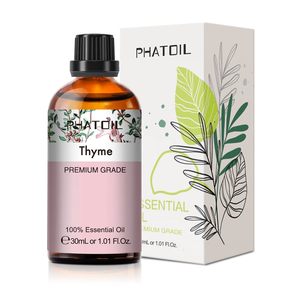 PHATOIL Thyme Essential Oil bottle closeup for aroma and diffusers