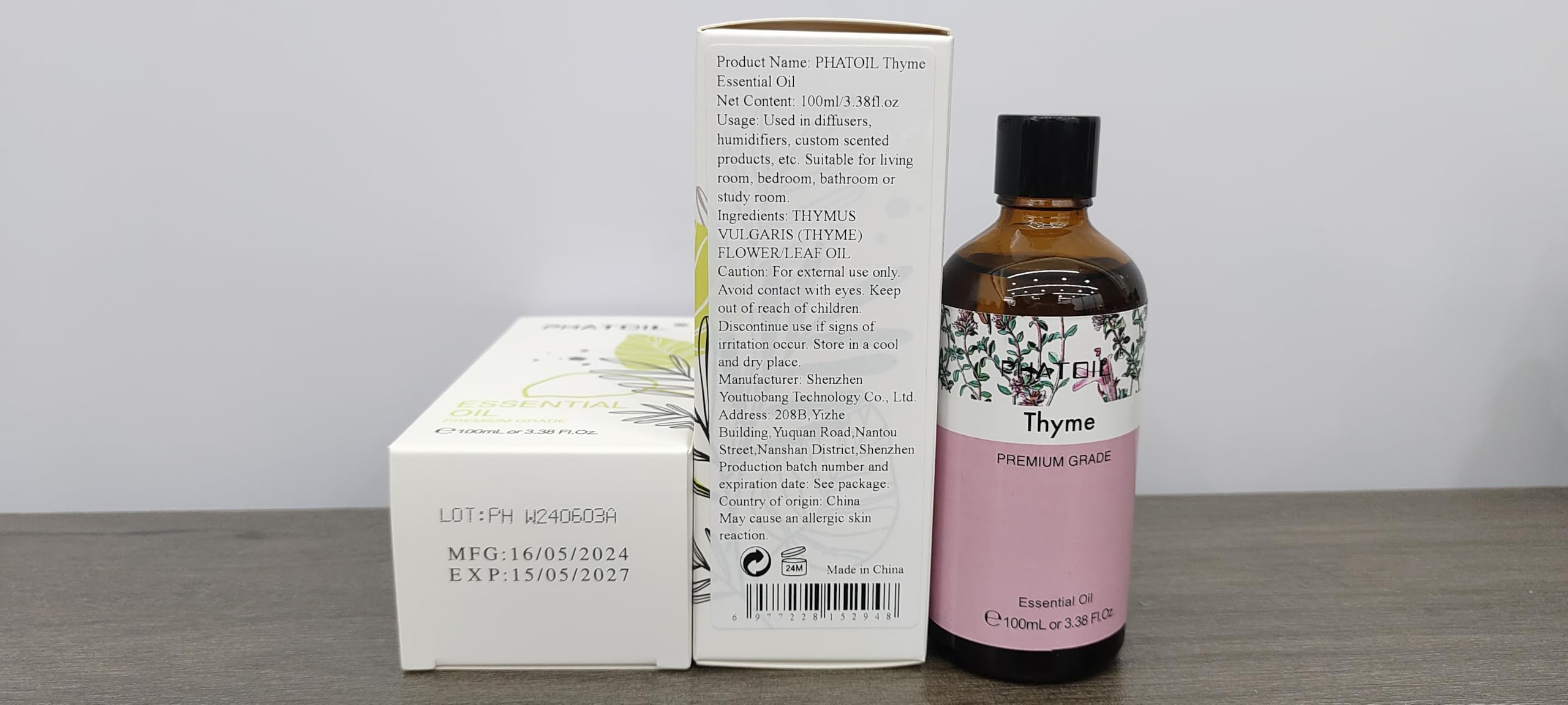 PHATOIL Thyme elegant gift packaging suited for fragrance lovers.