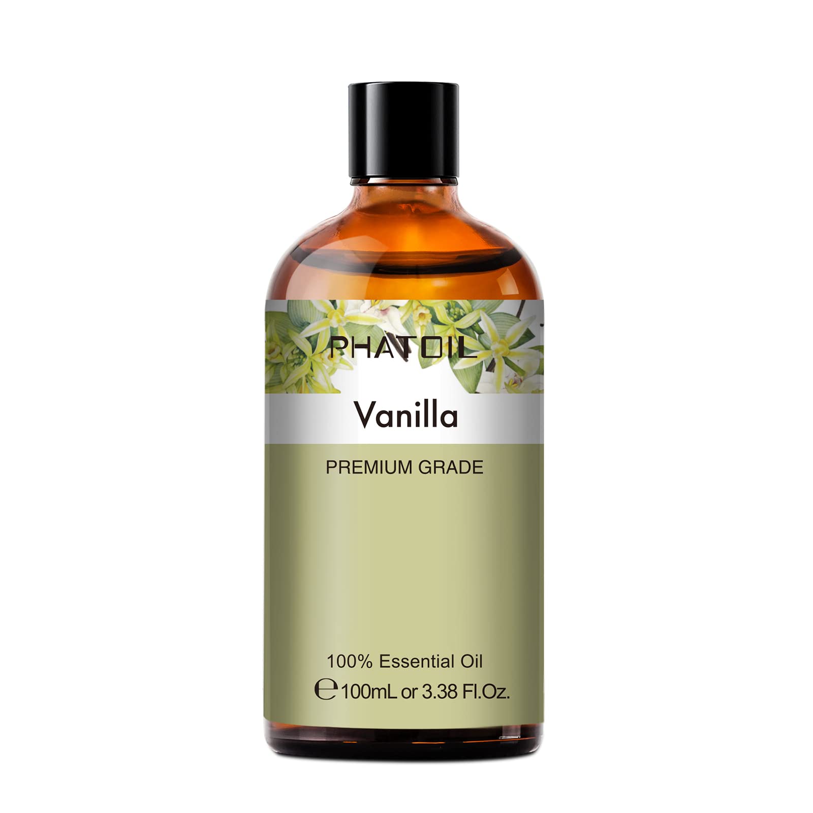 Close-up of PHATOIL vanilla oil dropper for precise, mess-free use.