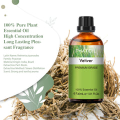 PHATOIL Vetiver essential oil in diffuser setup for relaxing atmosphere