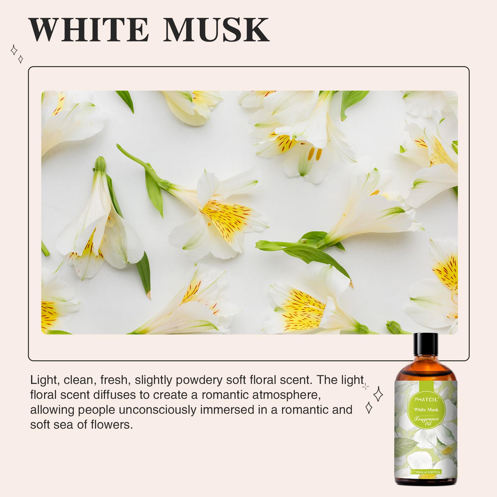 PHATOIL White Musk oil diffuser steam evokes long lasting fragrance