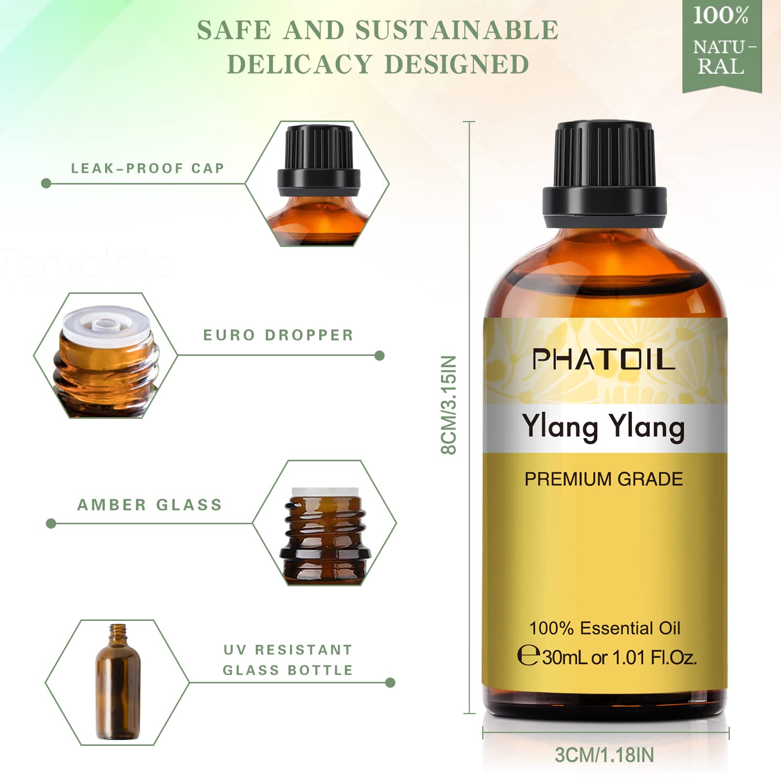 PHATOIL amber bottle preserves purity and extends shelf life
