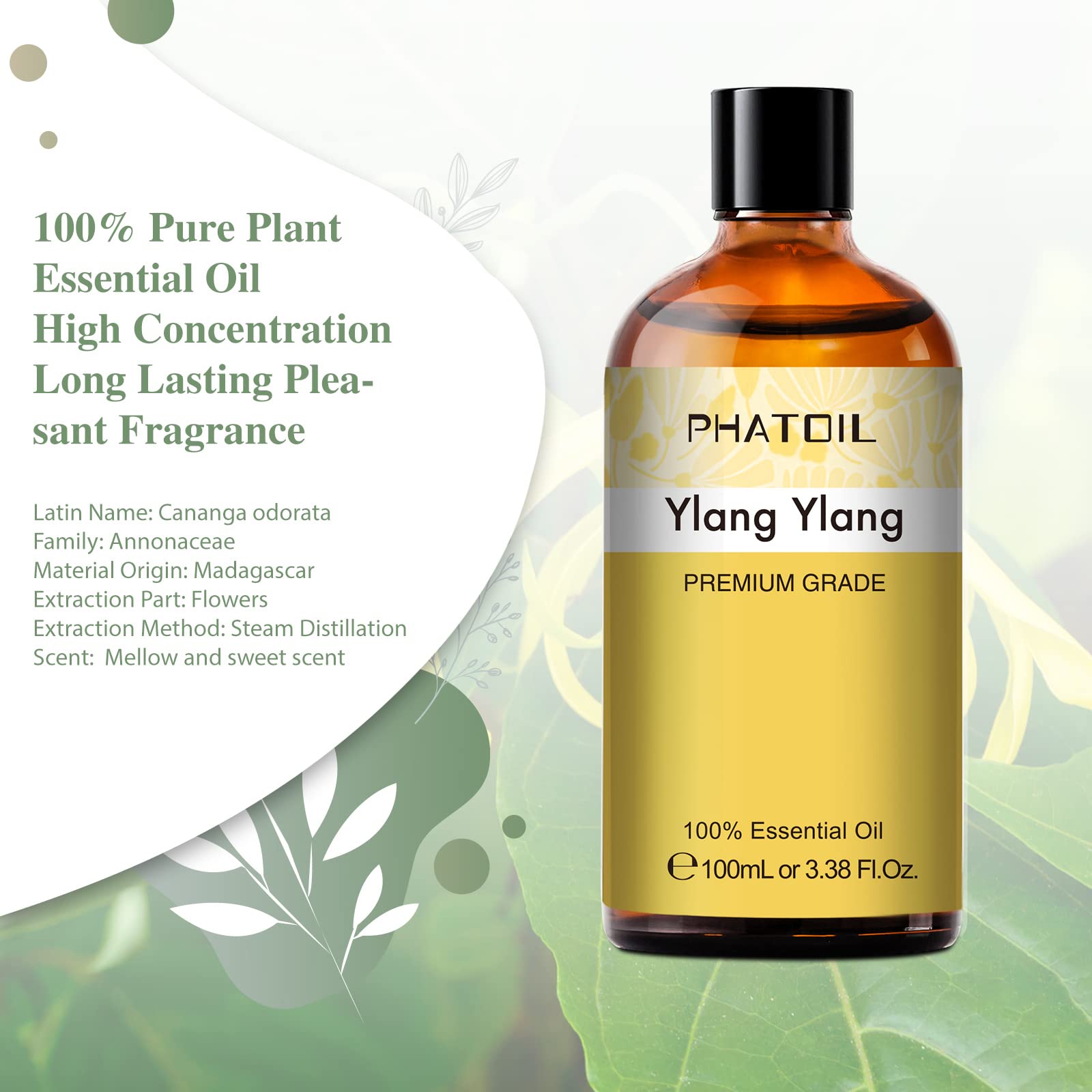 PHATOIL Ylang Ylang oil bottle with dropper for precise blending