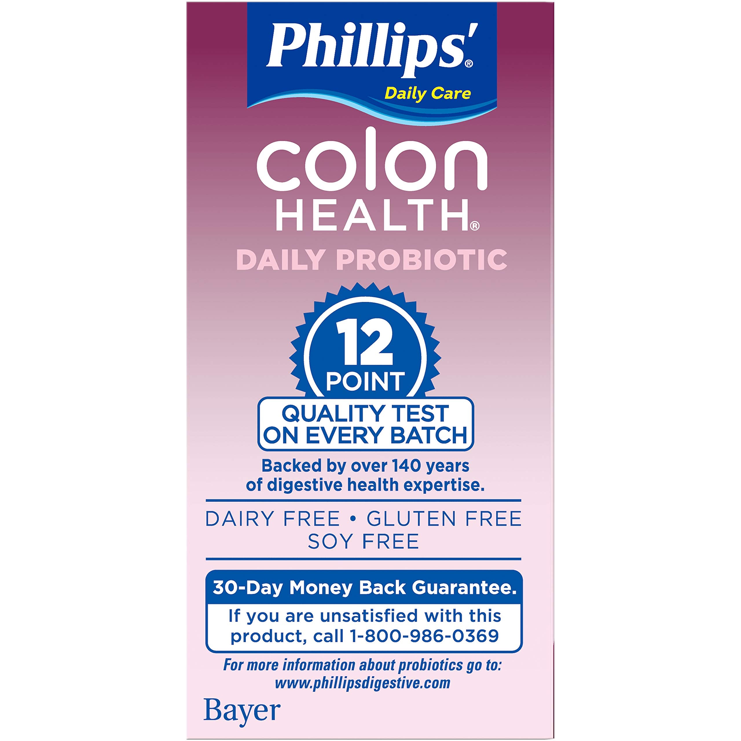 Phillips' Colon Health probiotic blend close-up showing LGG and BB-12