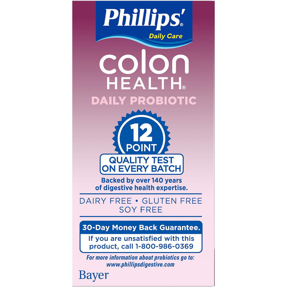 Phillips' Colon Health probiotic blend close-up showing LGG and BB-12