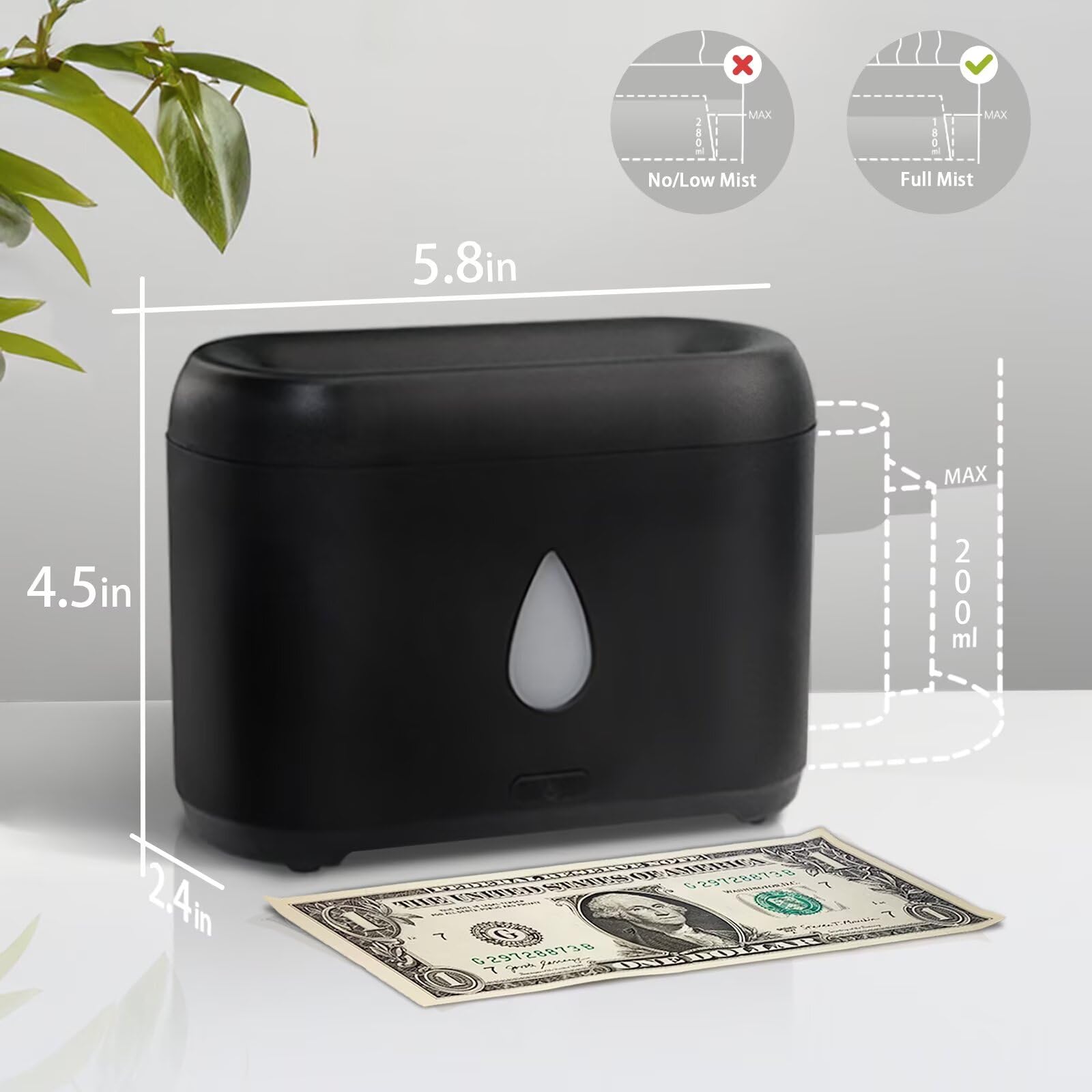 Phimuezl Flame Diffuser ultrasonic mist delivers a quiet, relaxing ambience.