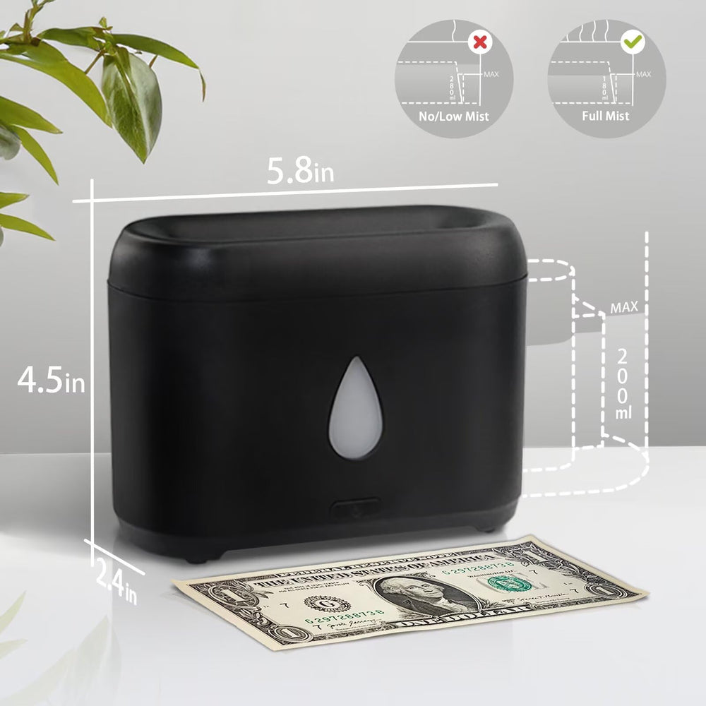 Phimuezl Flame Diffuser ultrasonic mist delivers a quiet, relaxing ambience.