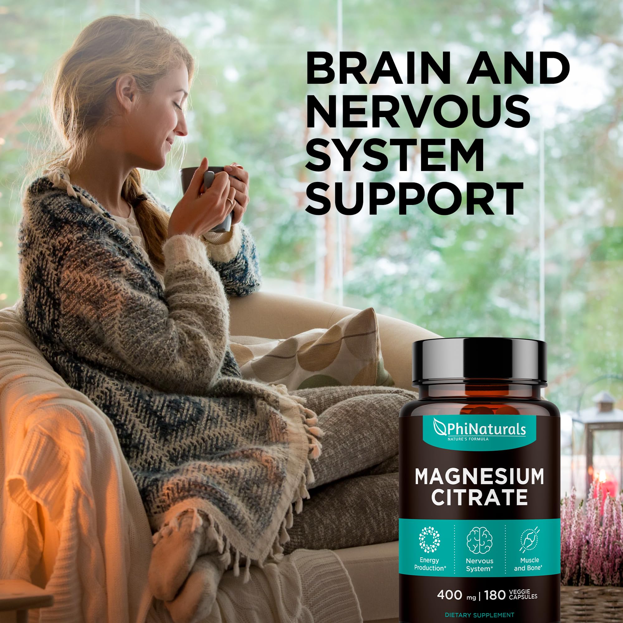 PhiNaturals capsules in hand for portable daily support.
