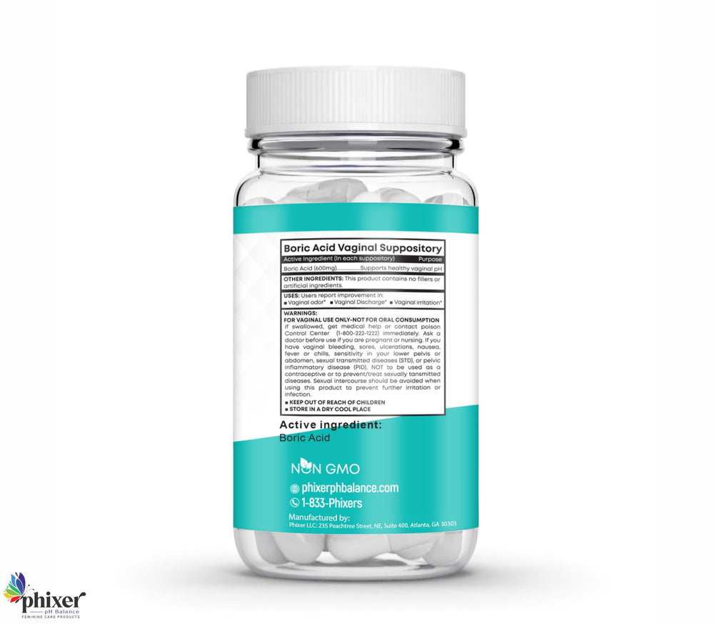 Phixer pH Balance suppositories in discreet packaging for privacy during use.