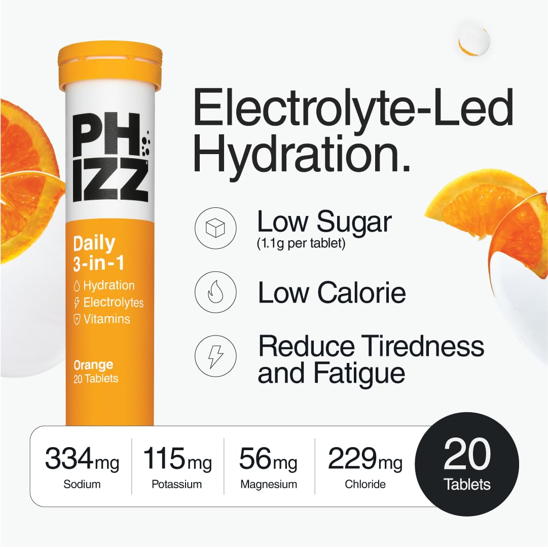 Phizz hypotonic formula balancing electrolytes for efficient hydration.
