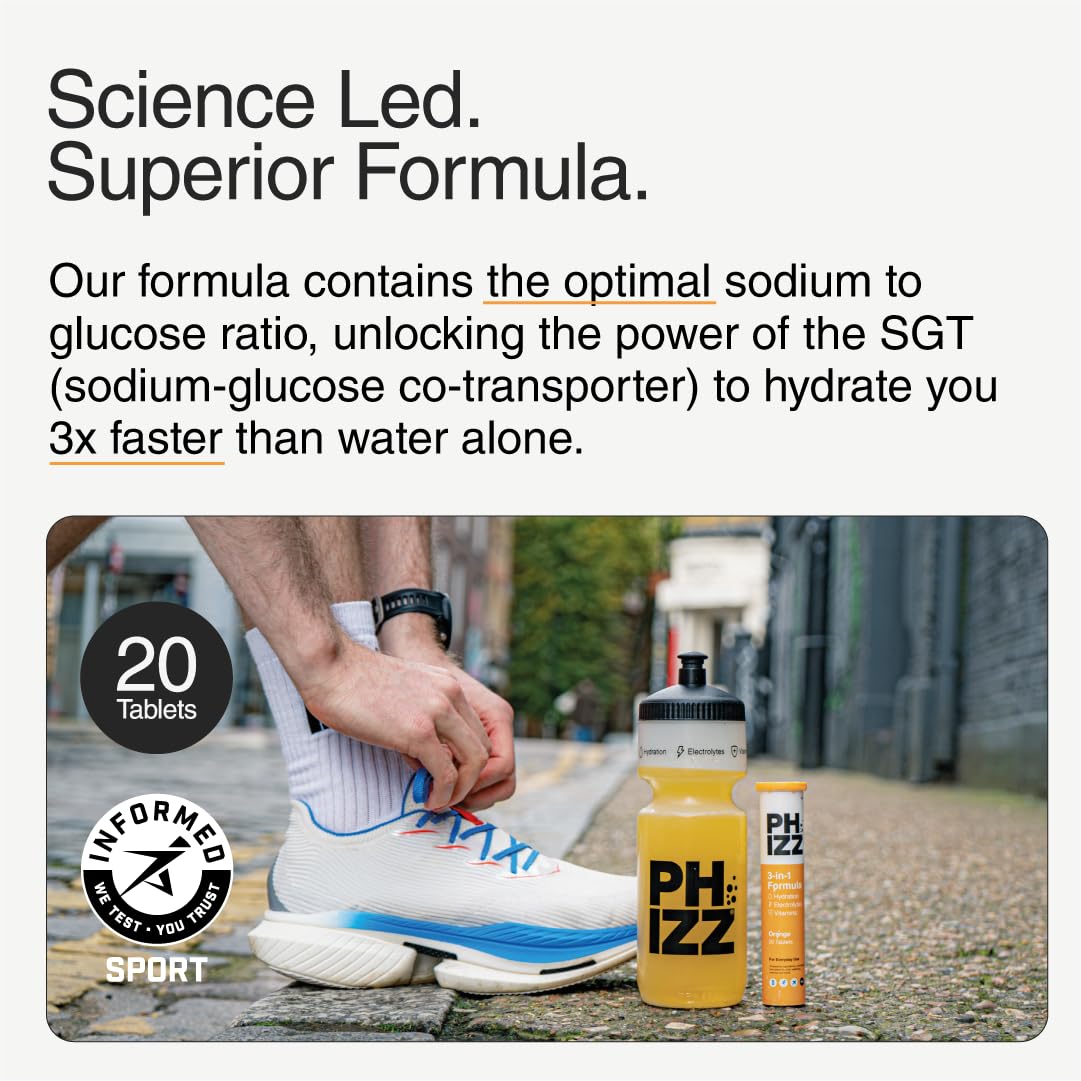 Phizz orange flavor highlighting refreshing energy boost.