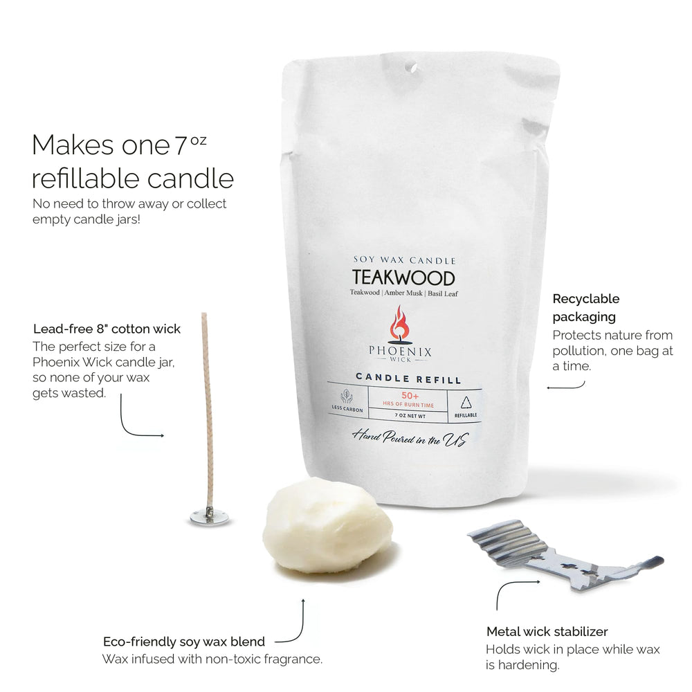 Phoenix Wick cotton wick ensures steady flame for even burning.