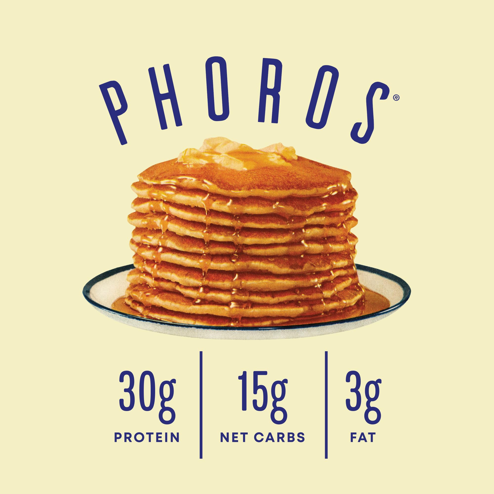 Phoros Nutrition pancake mix fluffy stack with toppings for flavor