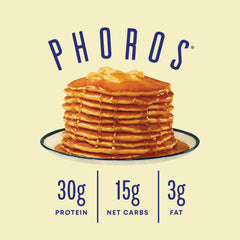 Phoros Nutrition pancake mix fluffy stack with toppings for flavor