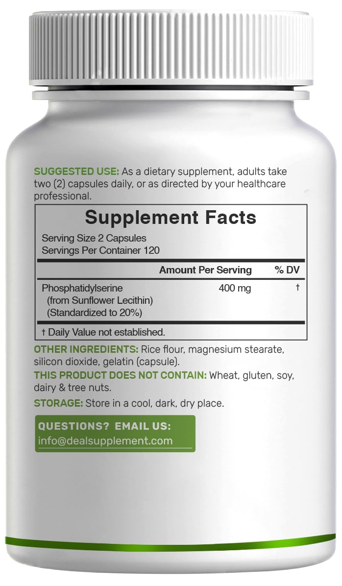 Phosphatidylserine cap close-up — easy-to-swallow capsule.