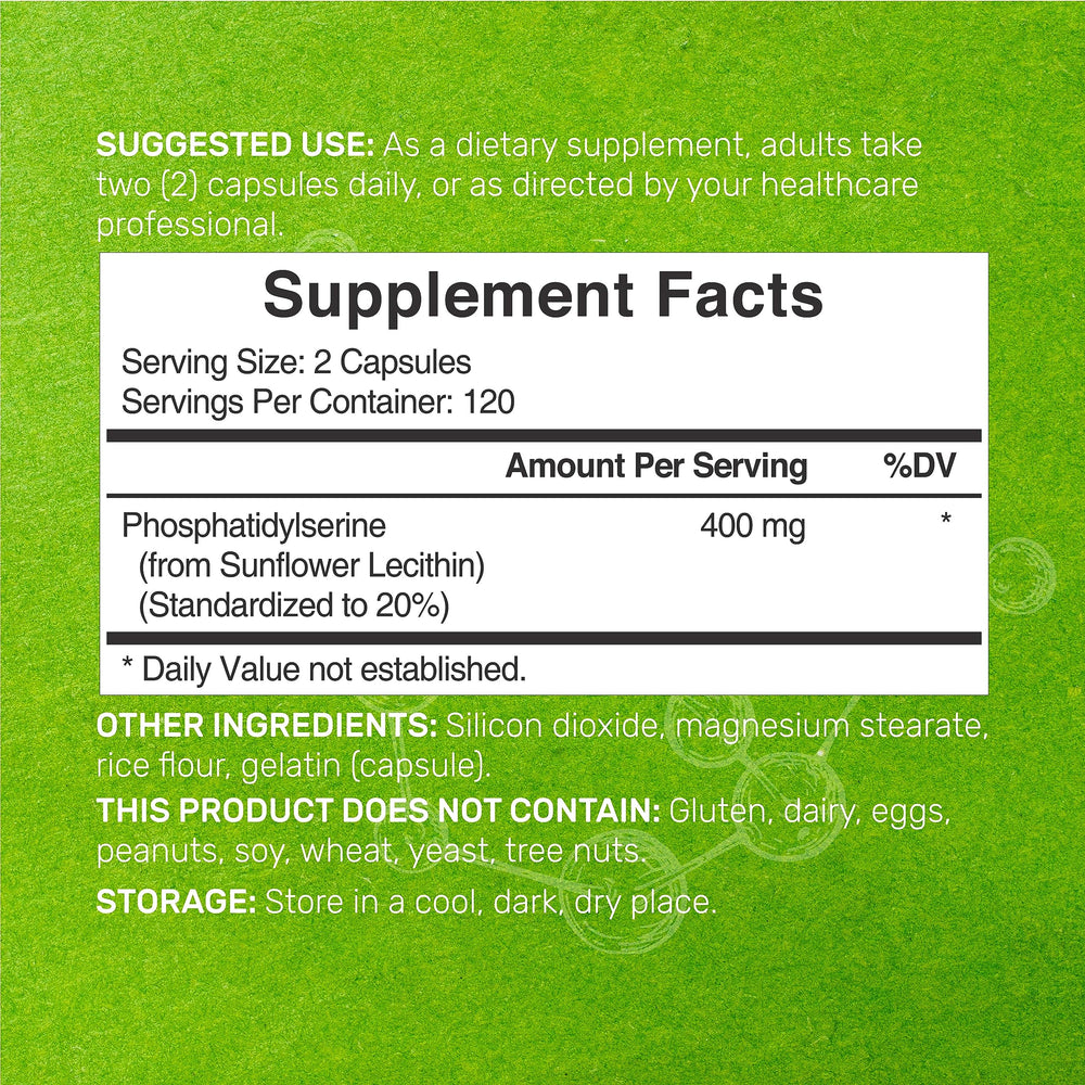 Phosphatidylserine capsules close-up — easy, daily brain support.