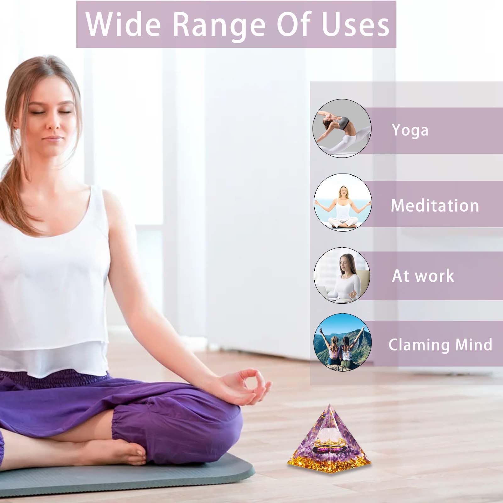PhotoArtistry Orgone Pyramid with Amethyst, a serene meditation focal point.