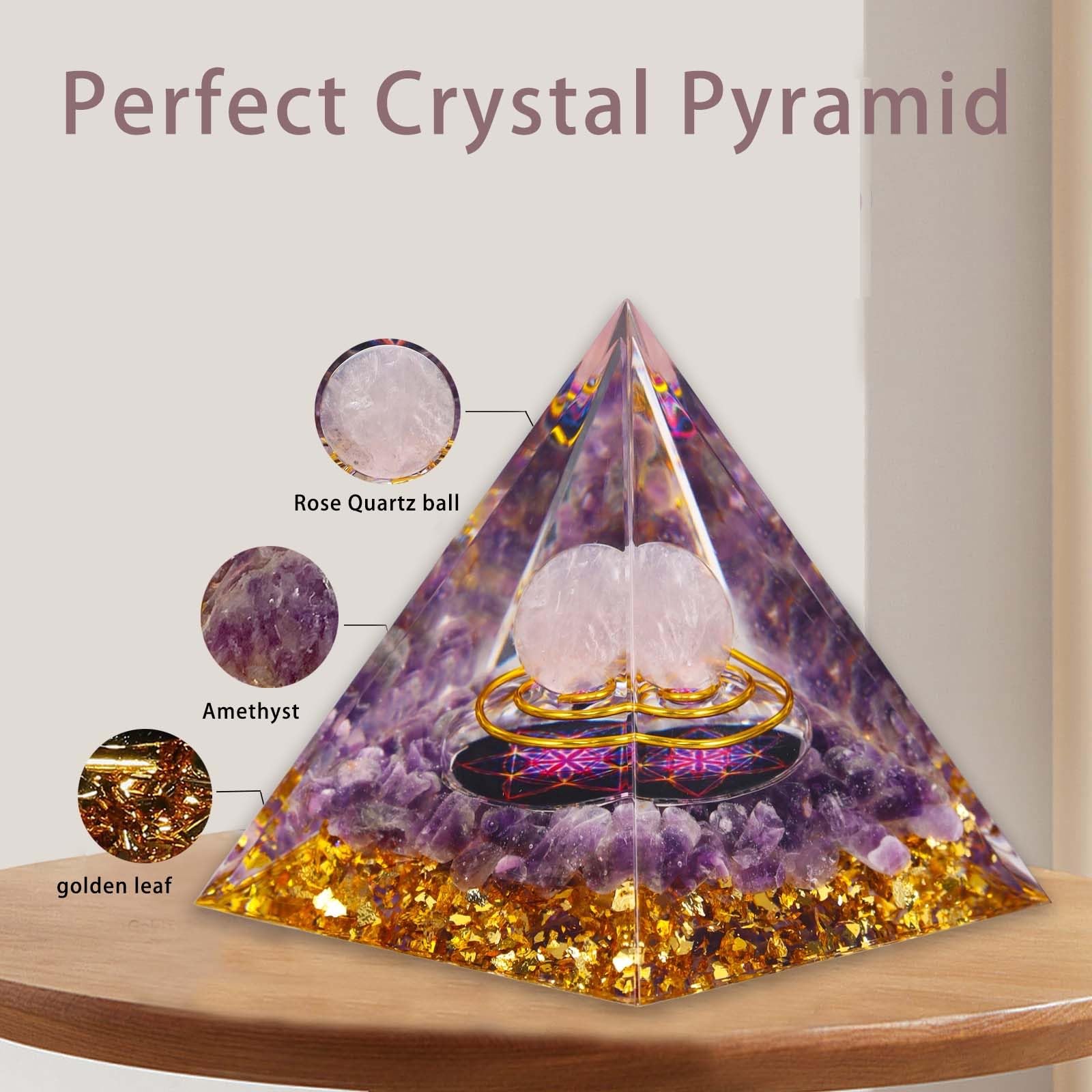 PhotoArtistry Orgone Pyramid showing copper coils as a balanced energy centerpiece.
