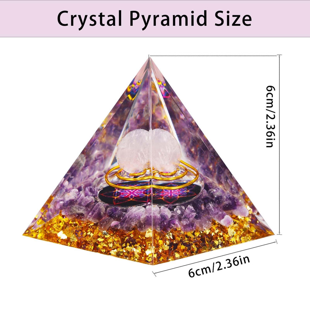 PhotoArtistry Orgone Pyramid placed on a desk for focused work and relaxation.