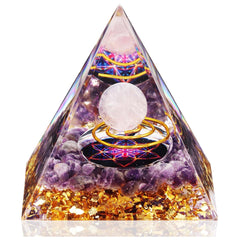 PhotoArtistry Orgone Pyramid with Rose Quartz, a desk calm mood enhancer.