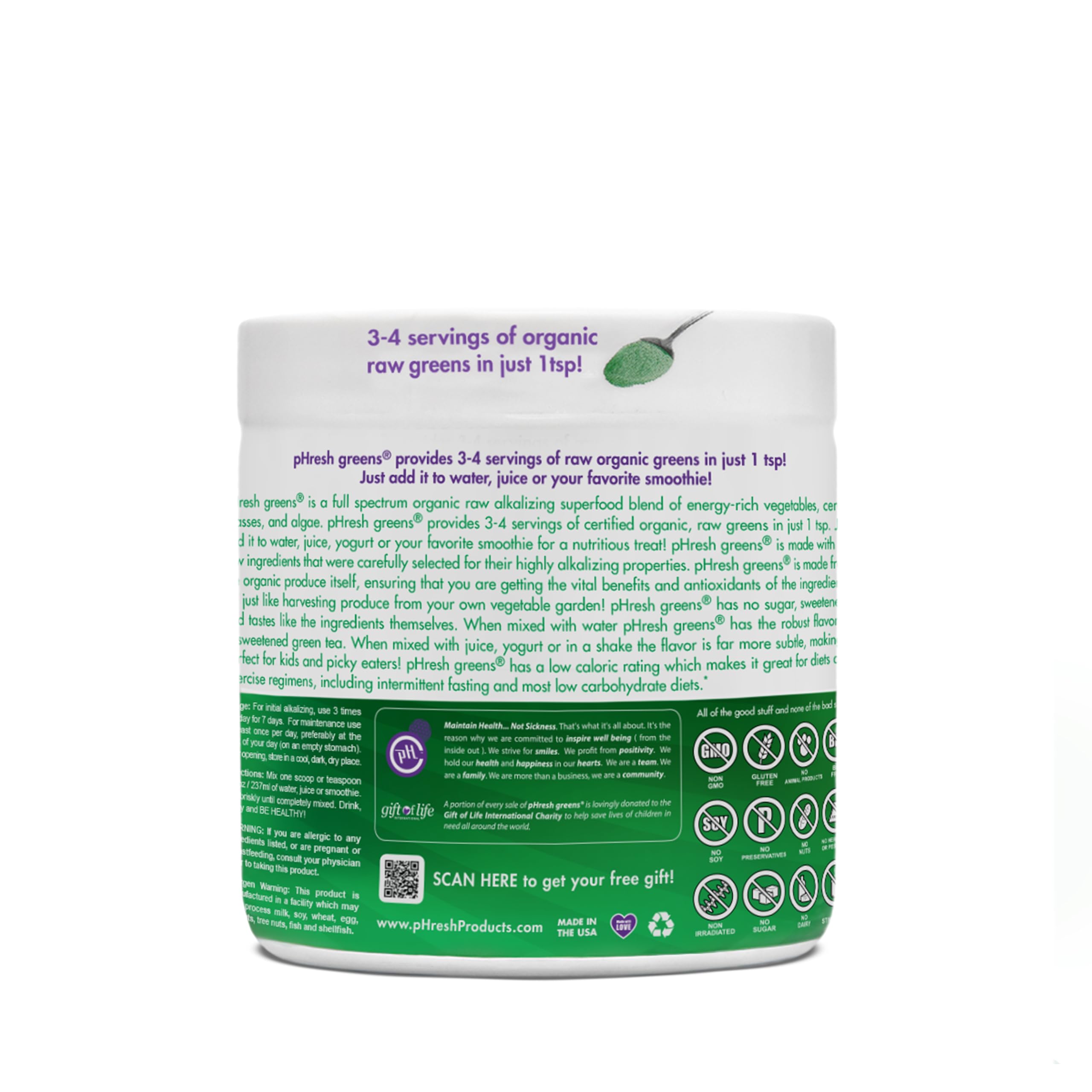 Phresh Greens powder dissolving in water for quick, convenient energy.