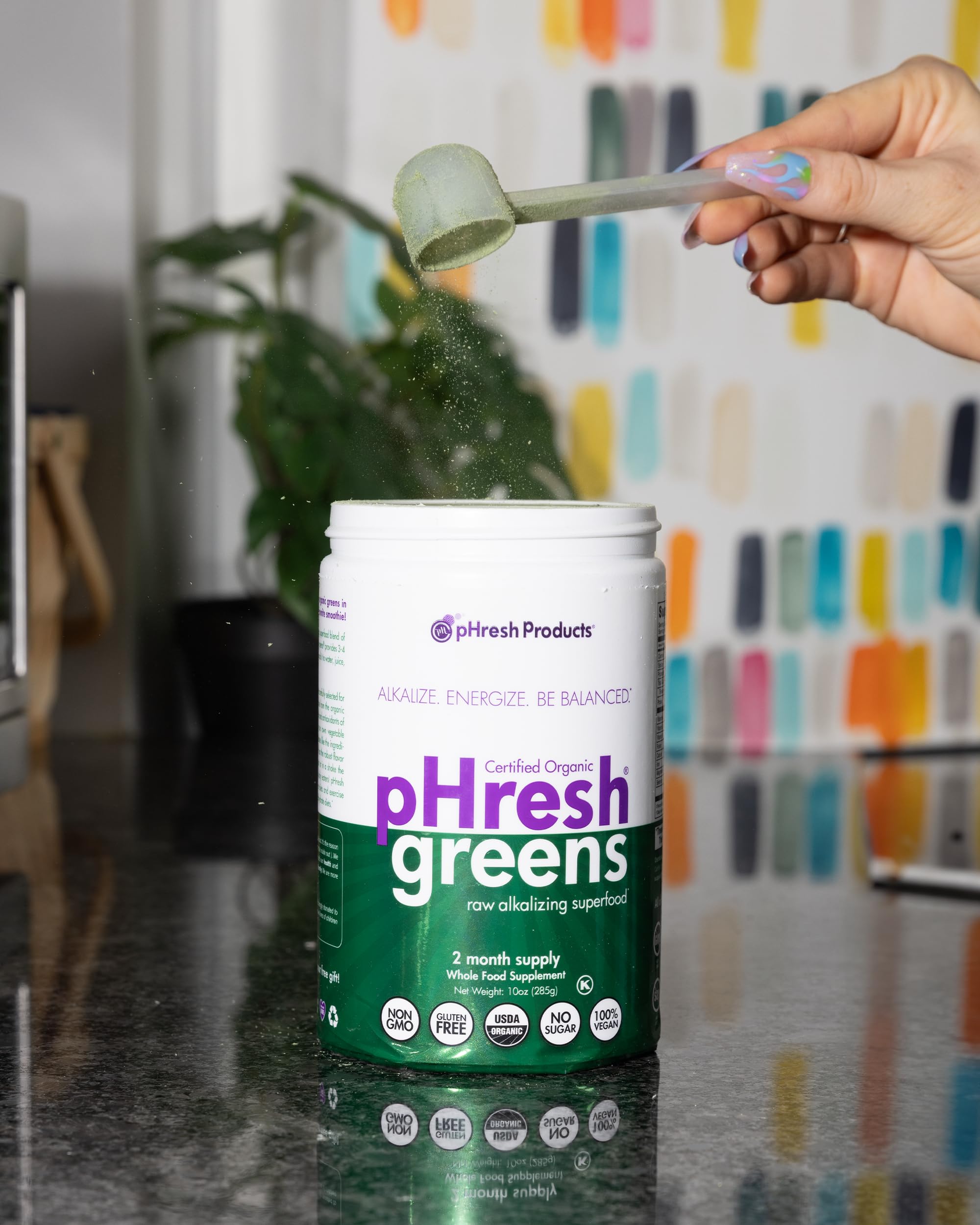 Phresh Greens smoothie bowl setup ready for a nutritious breakfast
