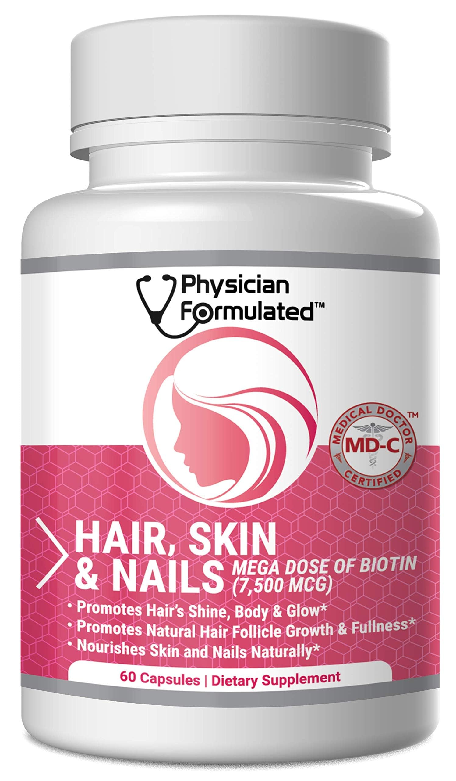 Physician Formulated hair-skin-nails capsule close-up supports healthier hair and nails.